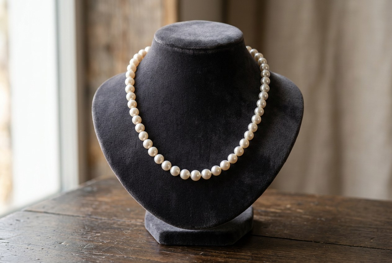 Pearl necklace on a bust